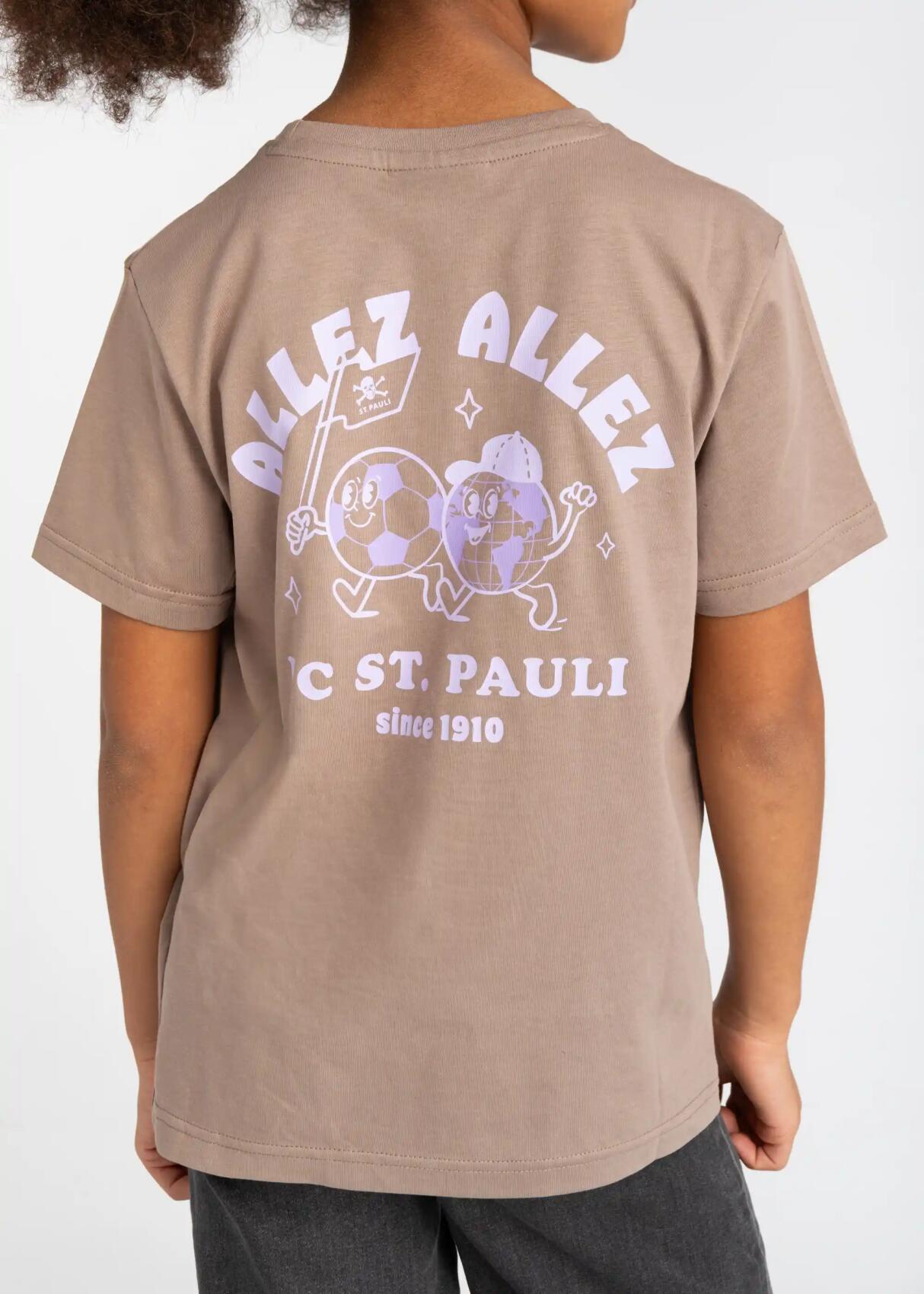 Kinder Tshirt "Allez Allez" hellbraun
