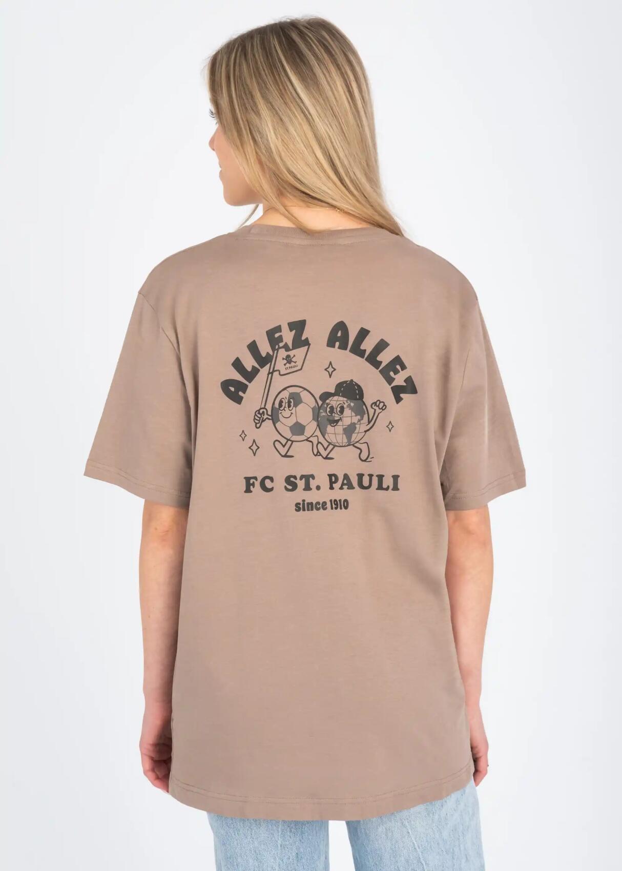 T-Shirt "Allez Allez" hellbraun/schwarz