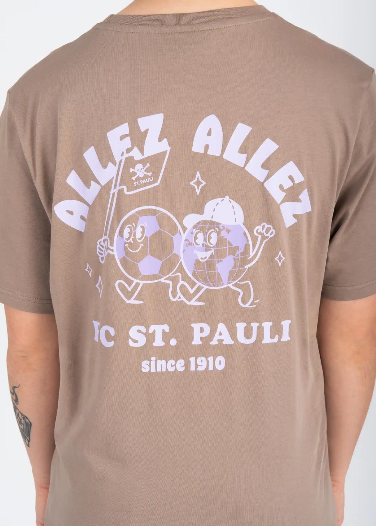 T-Shirt "Allez Allez" hellbraun/lila