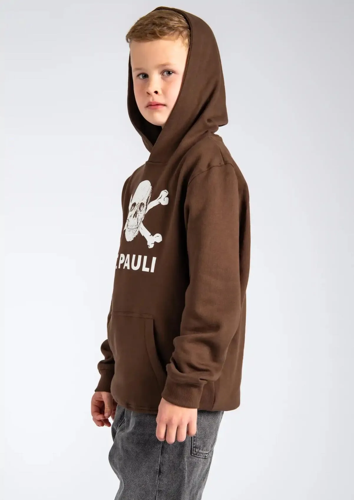 Kinder Kapuzenpullover Totenkopf Braun