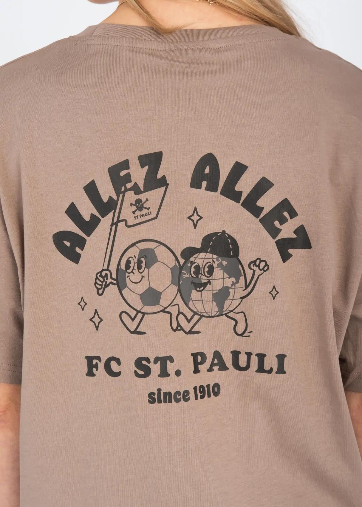 T-Shirt "Allez Allez" hellbraun/schwarz