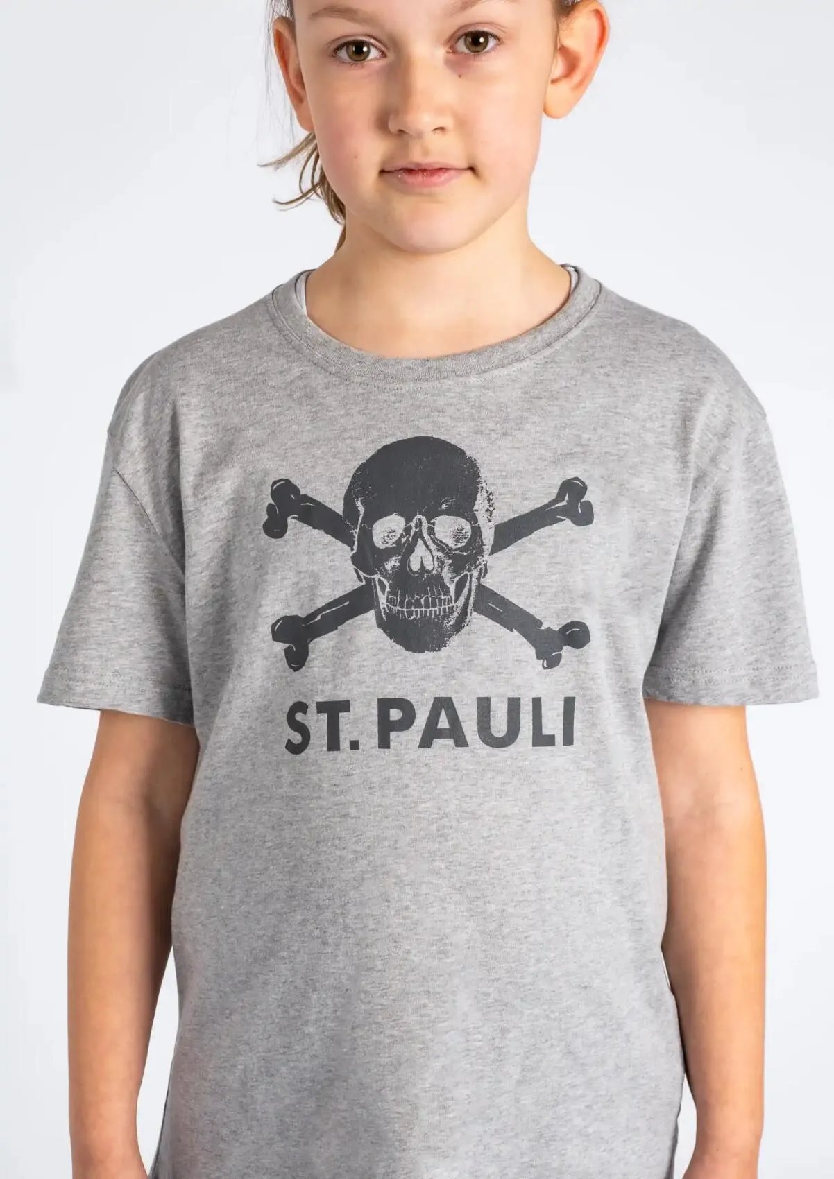 Kinder T-Shirt Totenkopf Grau