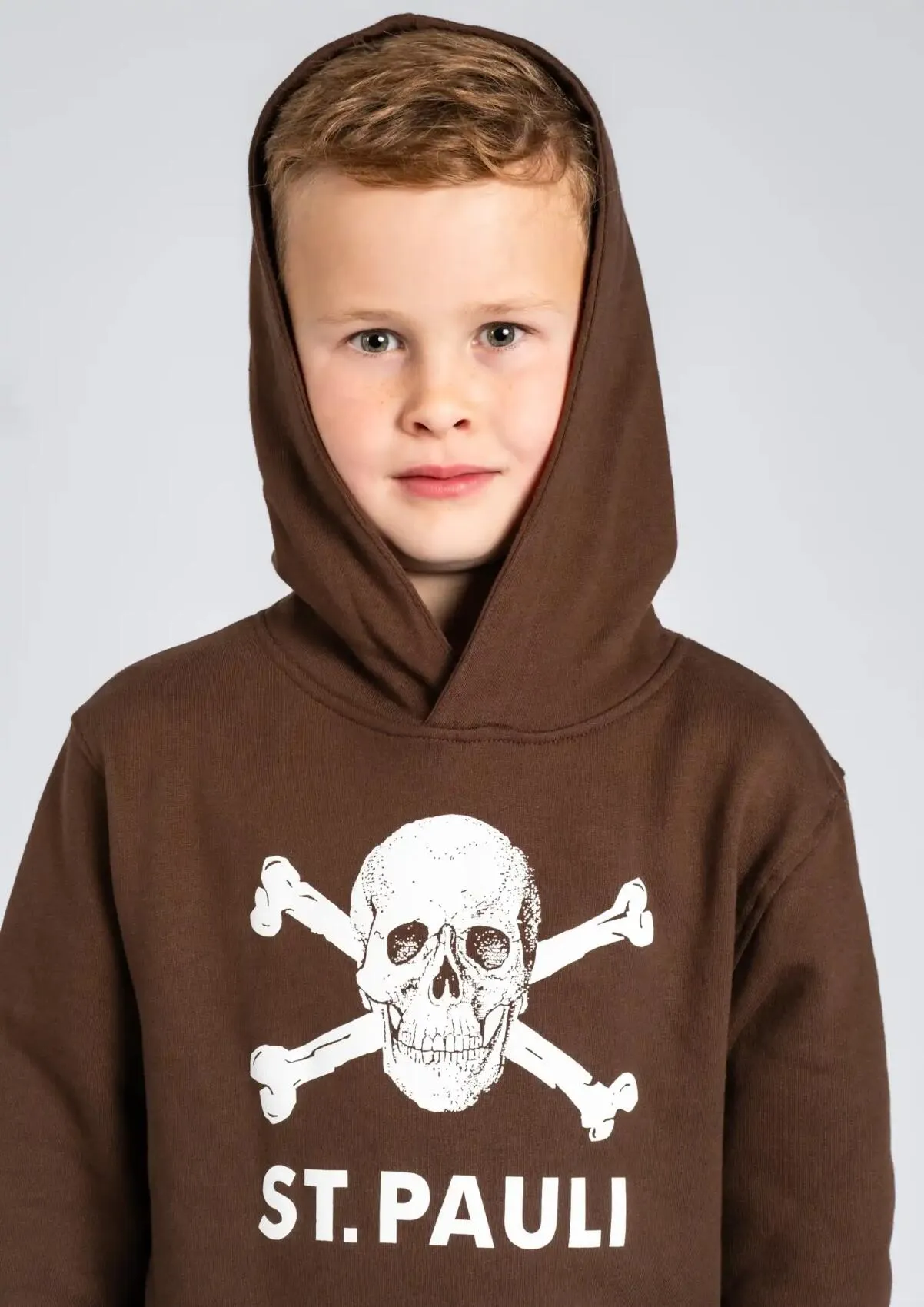 Kinder Kapuzenpullover Totenkopf Braun