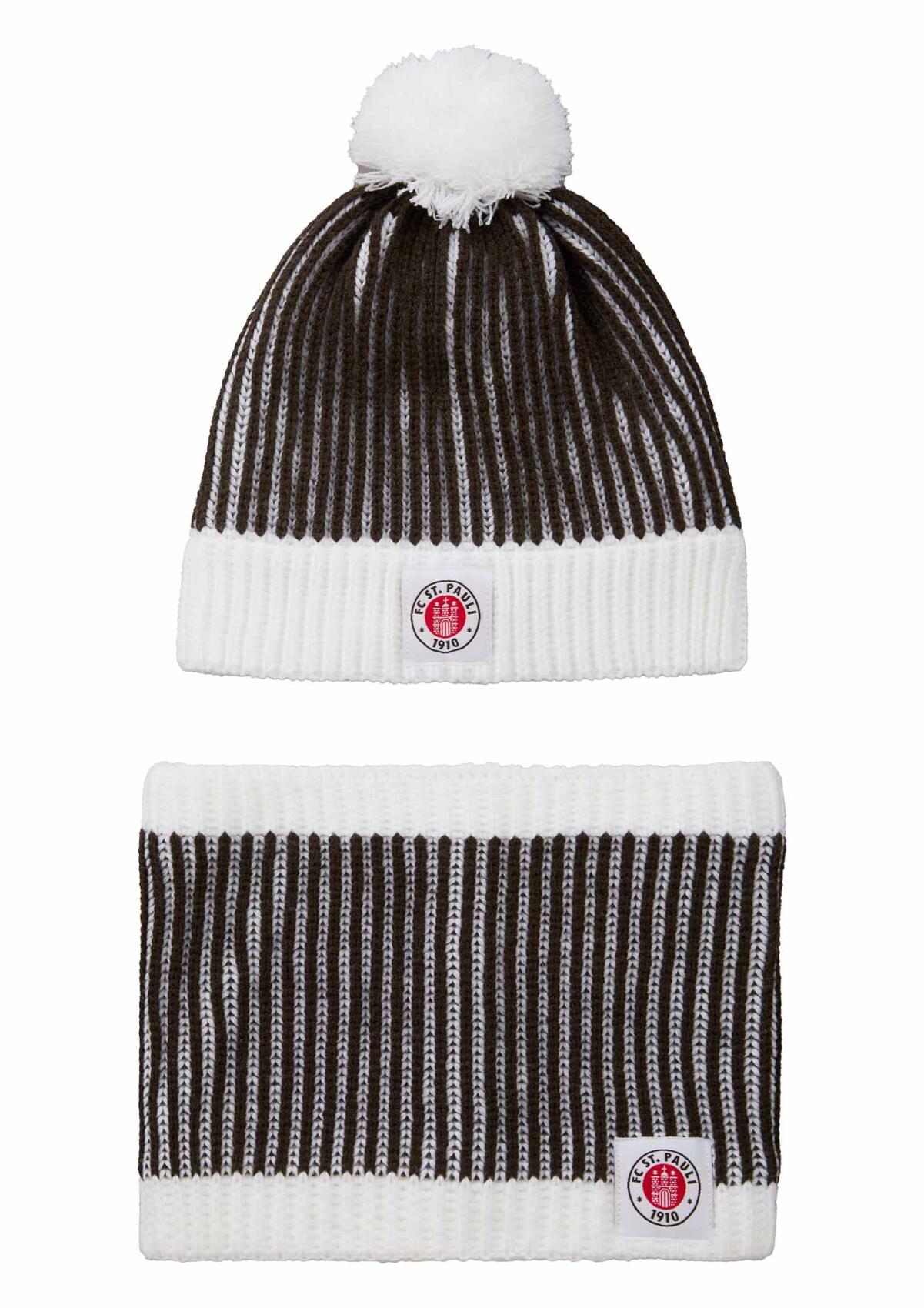 Kinder Mütze-Schal-Set "Logo Streifen"