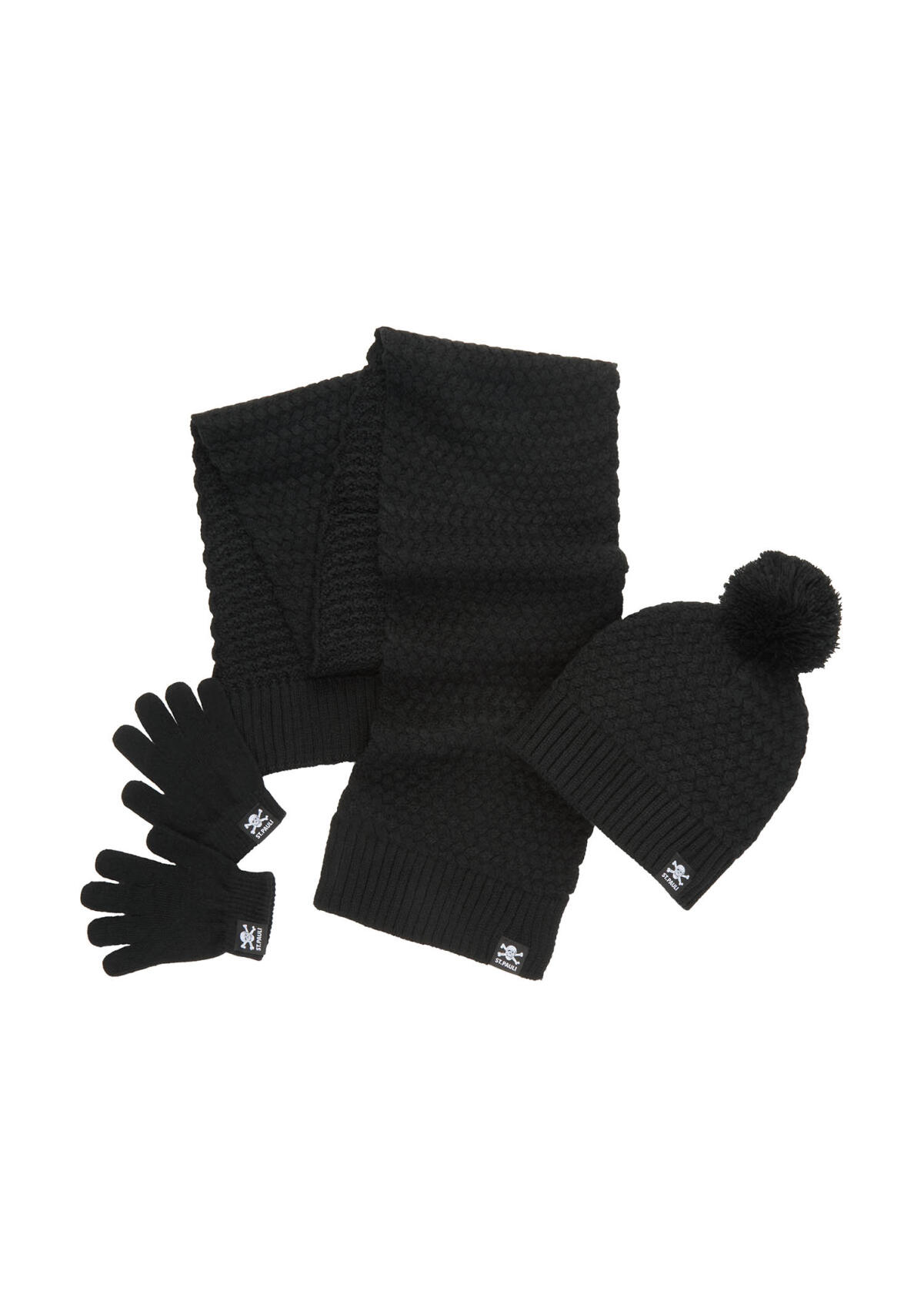 Kinder Mütze-Schal-Handschuhe-Set "Totenkopf"