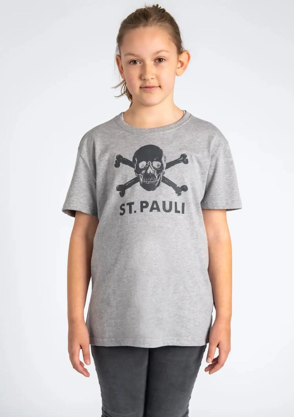 Kinder T-Shirt Totenkopf Grau